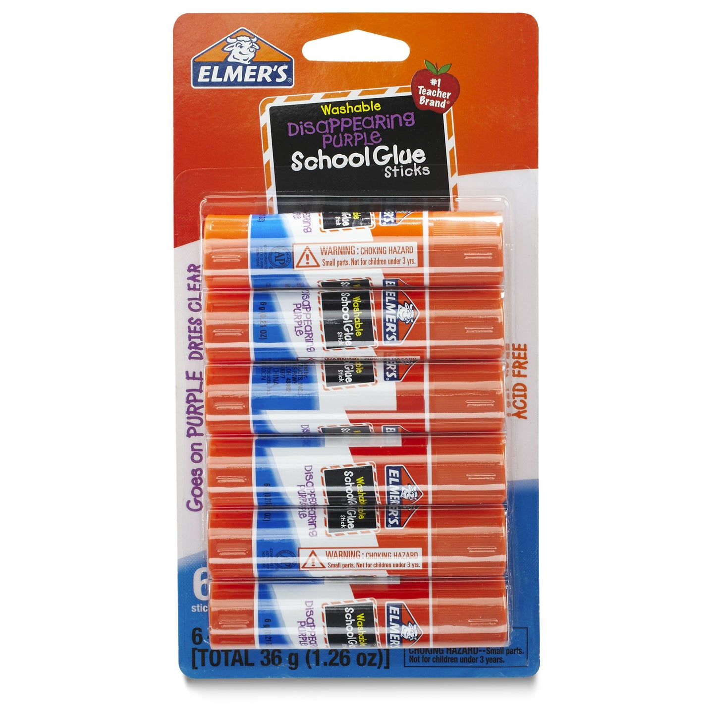 Elmer's Washable Purple School Glue Sticks, 6 Packs